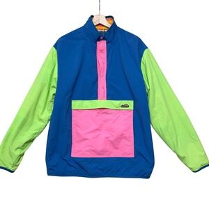 Chubbies Reversible Jacket‎ Fleece Jacket Small Neon Colorblock 90s Spring Break